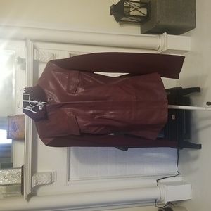 SHE'S WORTH IT❣️WORTH Burgundy Leather and sweater jacket